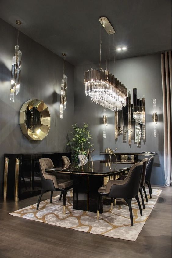 Dining Room Luxury Ideas: Trendy Monochrome Room